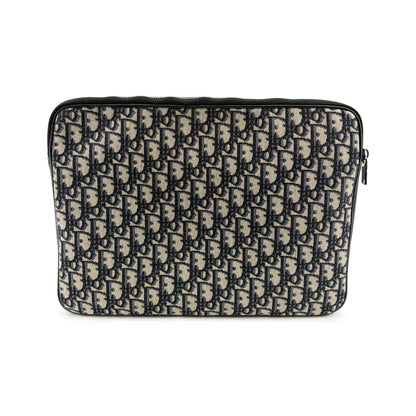 Christian Dior A4 Zip Oblique Canvas, Beige, Canvas, Clutch