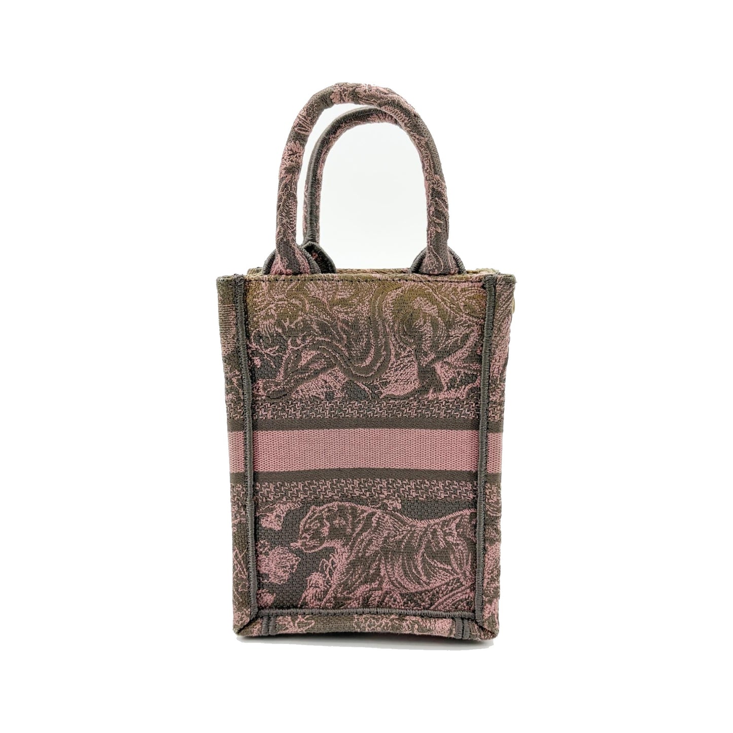 Christian Dior Book Embroidered Canvas, Pink, Canvas, Tote Bag