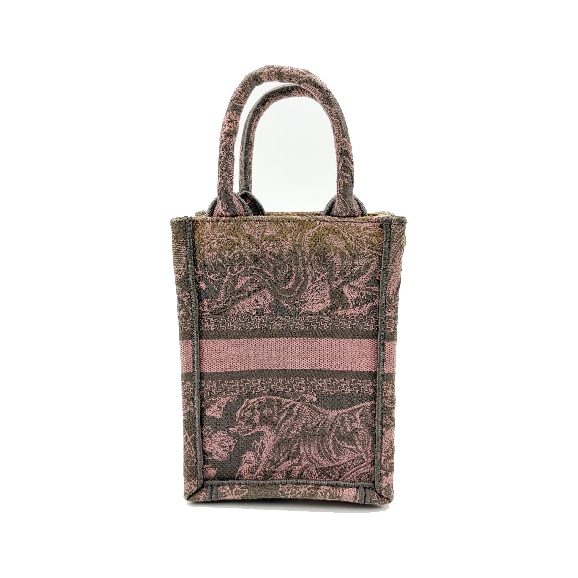 Christian Dior Book Embroidered Canvas, Pink, Canvas, Tote Bag
