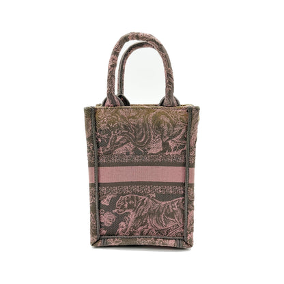 Christian Dior Book Embroidered Canvas, Pink, Canvas, Tote Bag