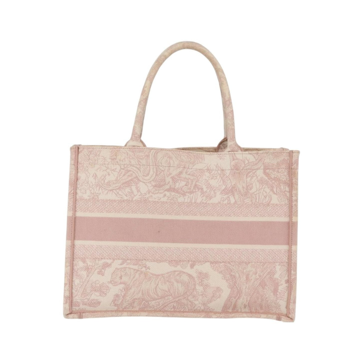 Christian Dior Book Embroidered Canvas, Pink, Canvas, Tote Bag