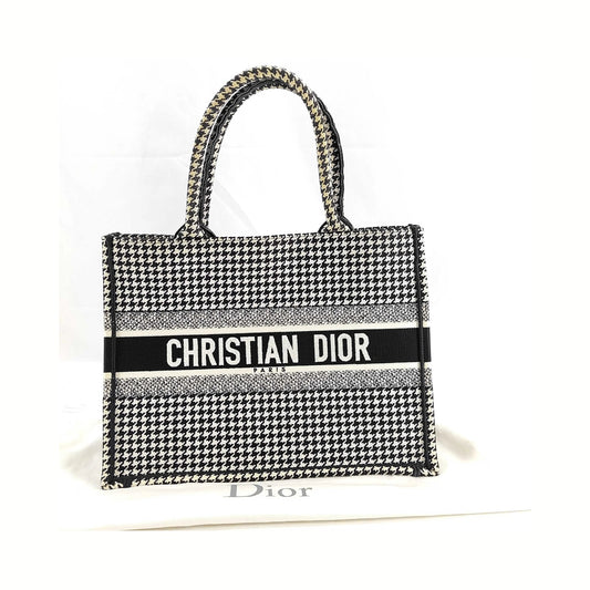 Christian Dior Book Tote Embroidered Canvas, Black, Canvas, Handbag