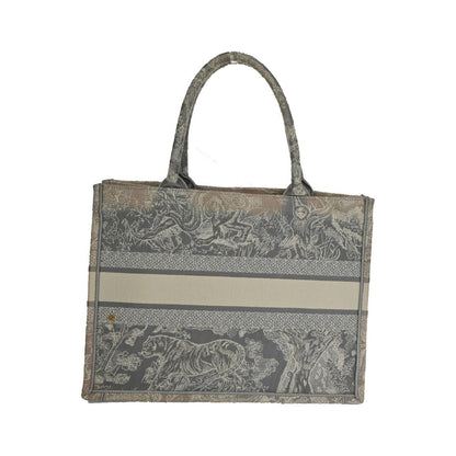Christian Dior Book Tote Embroidered Canvas, Gray, Canvas, Tote bag