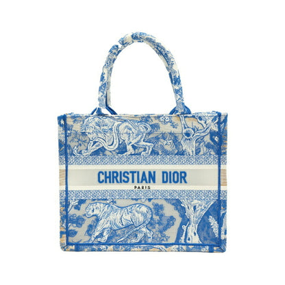 Christian Dior Book Tote Embroidered Canvas, Blue, Canvas, Tote Bag