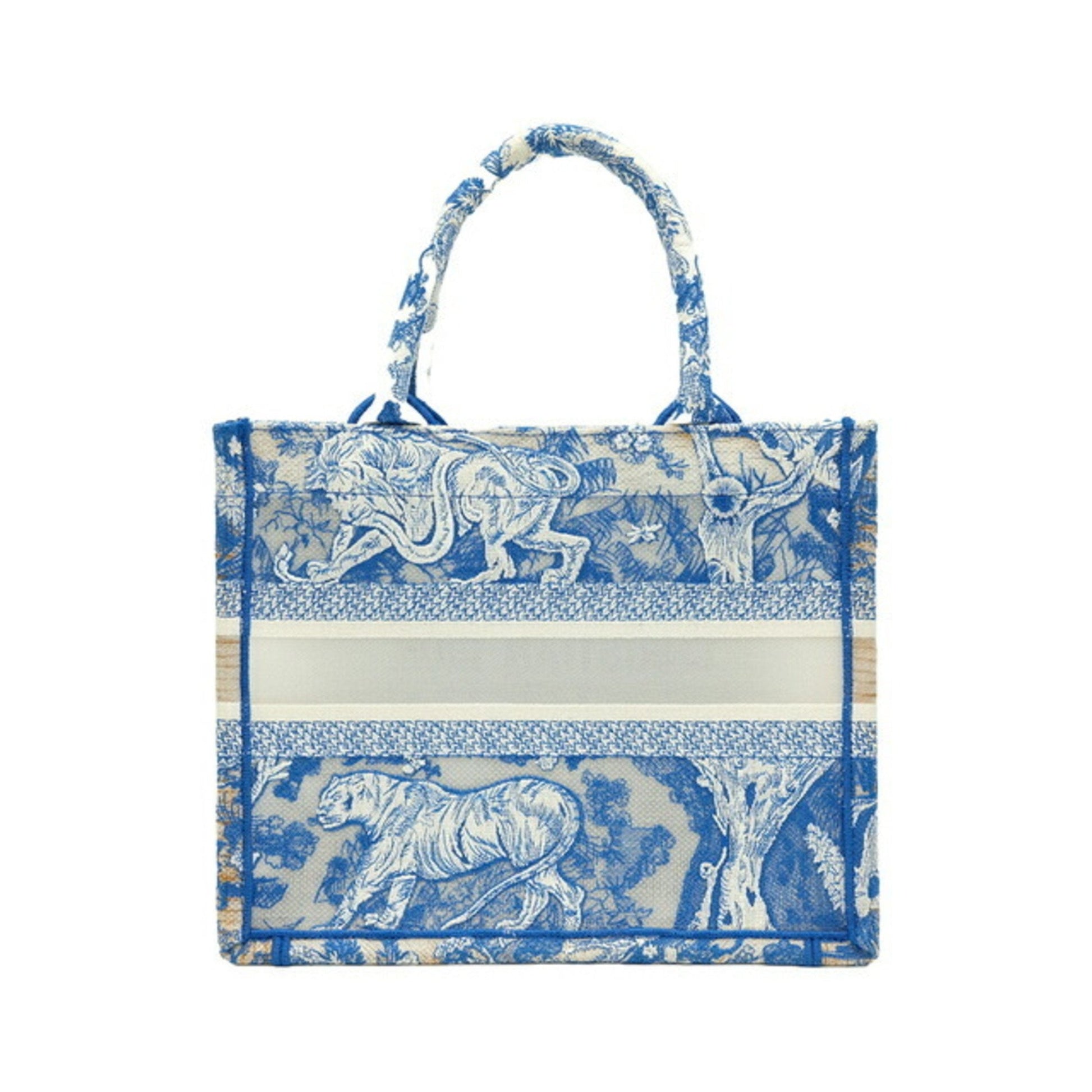 Christian Dior Book Tote Embroidered Canvas, Blue, Canvas, Tote Bag