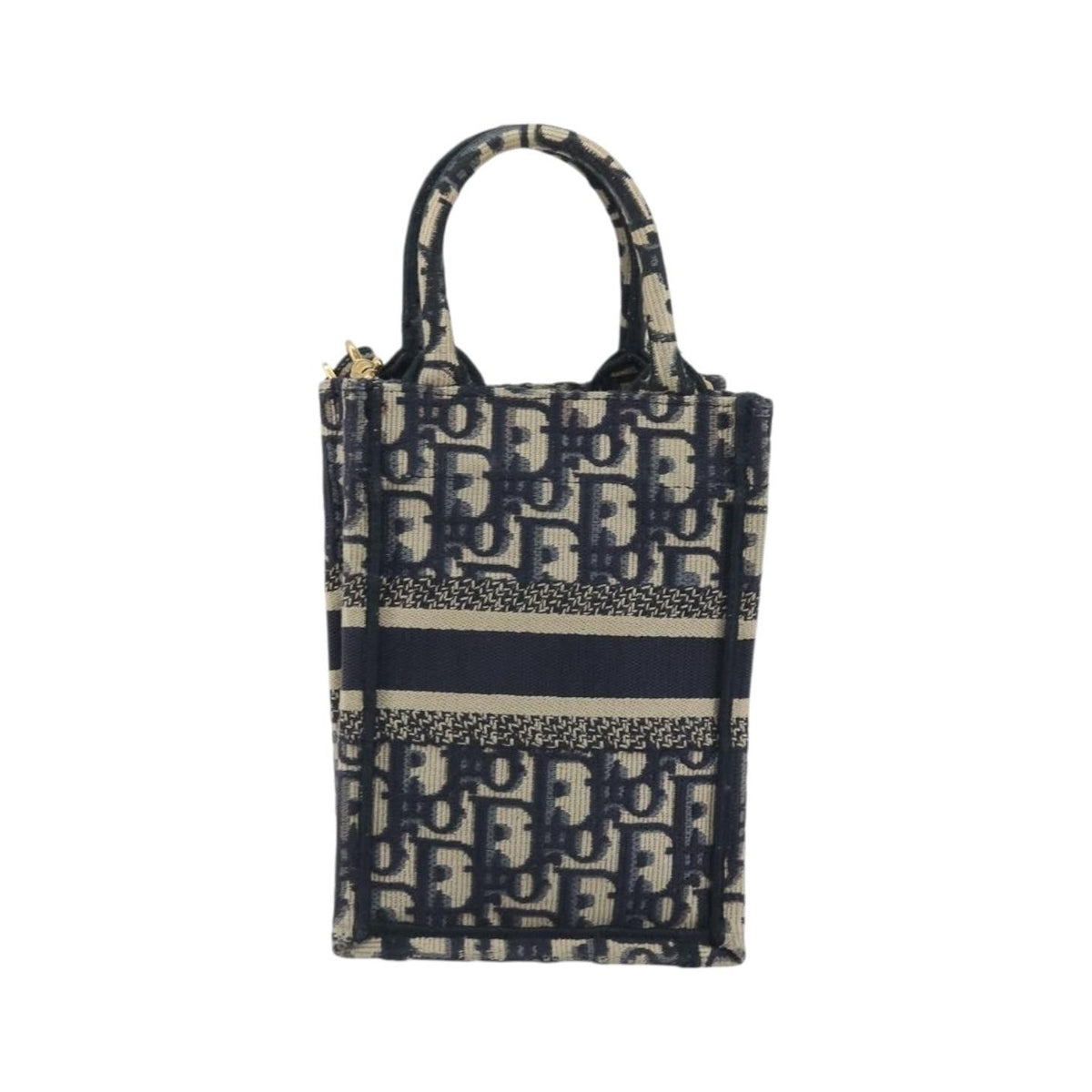 Christian Dior Book Tote Phone Oblique Canvas, Navy, Canvas, Tote Bag