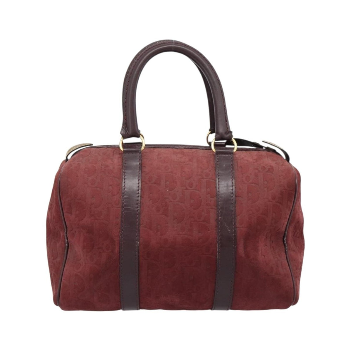 Christian Dior Boston Embossed Patent, Burgundy, Suede, Handbag