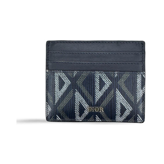 Christian Dior Card Holder Oblique Canvas and Leather, Navy, Canvas, Card Holder