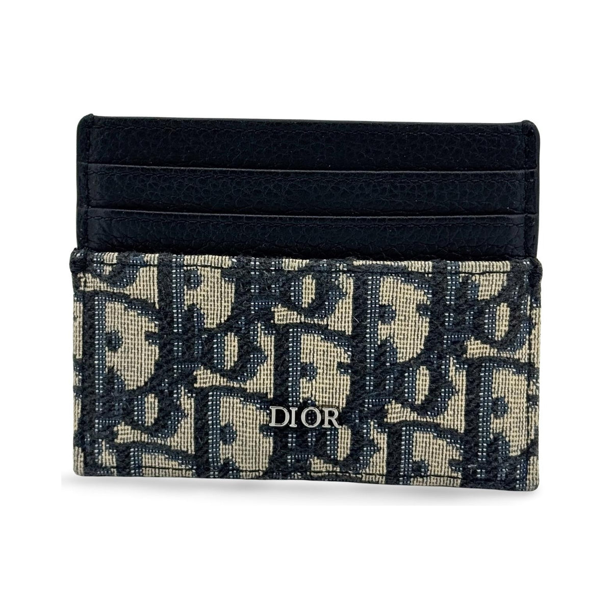 Christian Dior Card Holder Oblique Canvas and Leather, Black, Canvas, Card Holder