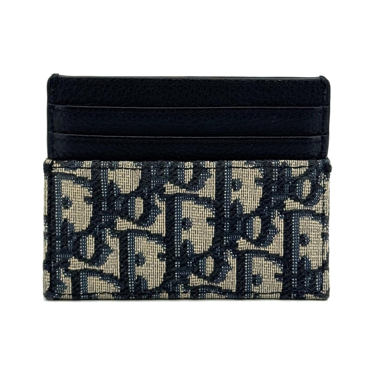 Christian Dior Card Holder Oblique Canvas and Leather, Black, Canvas, Card Holder