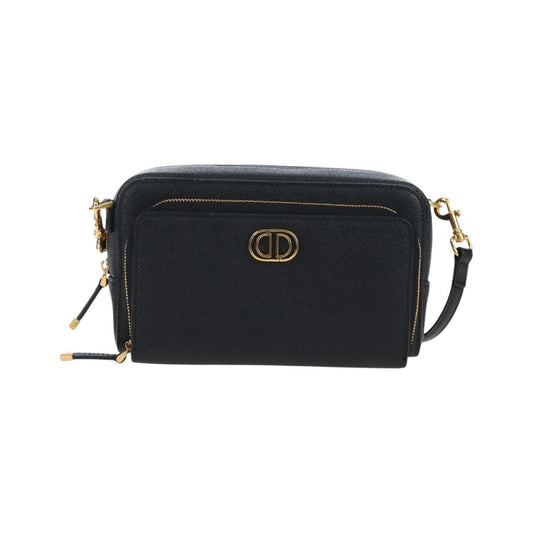 Christian Dior Caro Double Leather, Black, Leather, Crossbody Bag