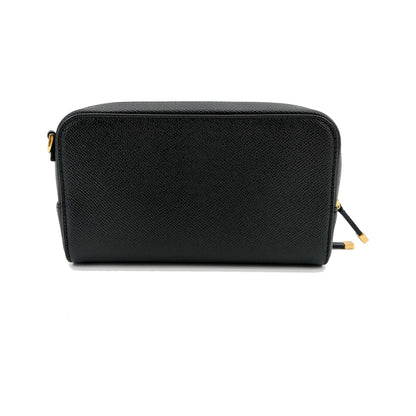 Christian Dior Caro Double Leather, Black, Leather, Crossbody Bag