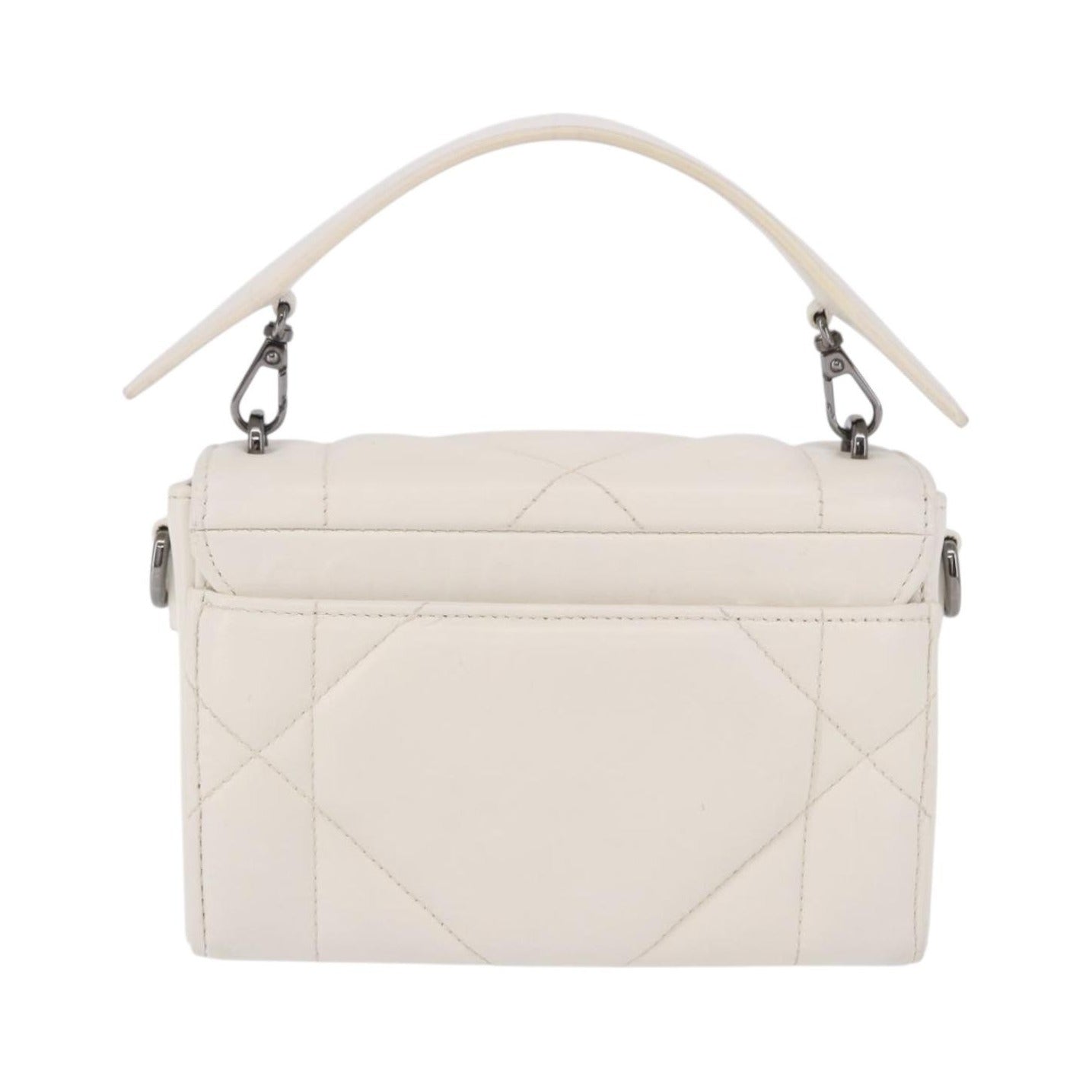 Christian Dior Caro Leather, White, Leather, Handbag