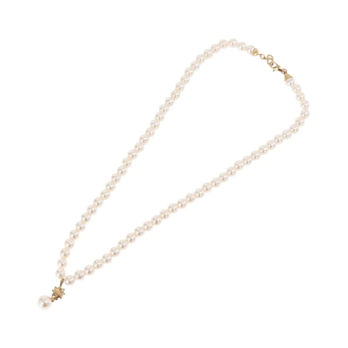 Christian Dior CD Bee Star Pearl Pendant Metal with Faux Pearl, White, Pearl, Necklace