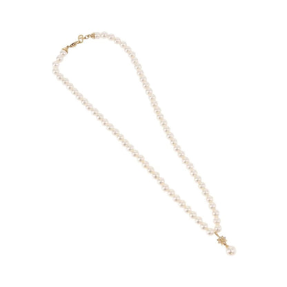 Christian Dior CD Bee Star Pearl Pendant Metal with Faux Pearl, White, Pearl, Necklace