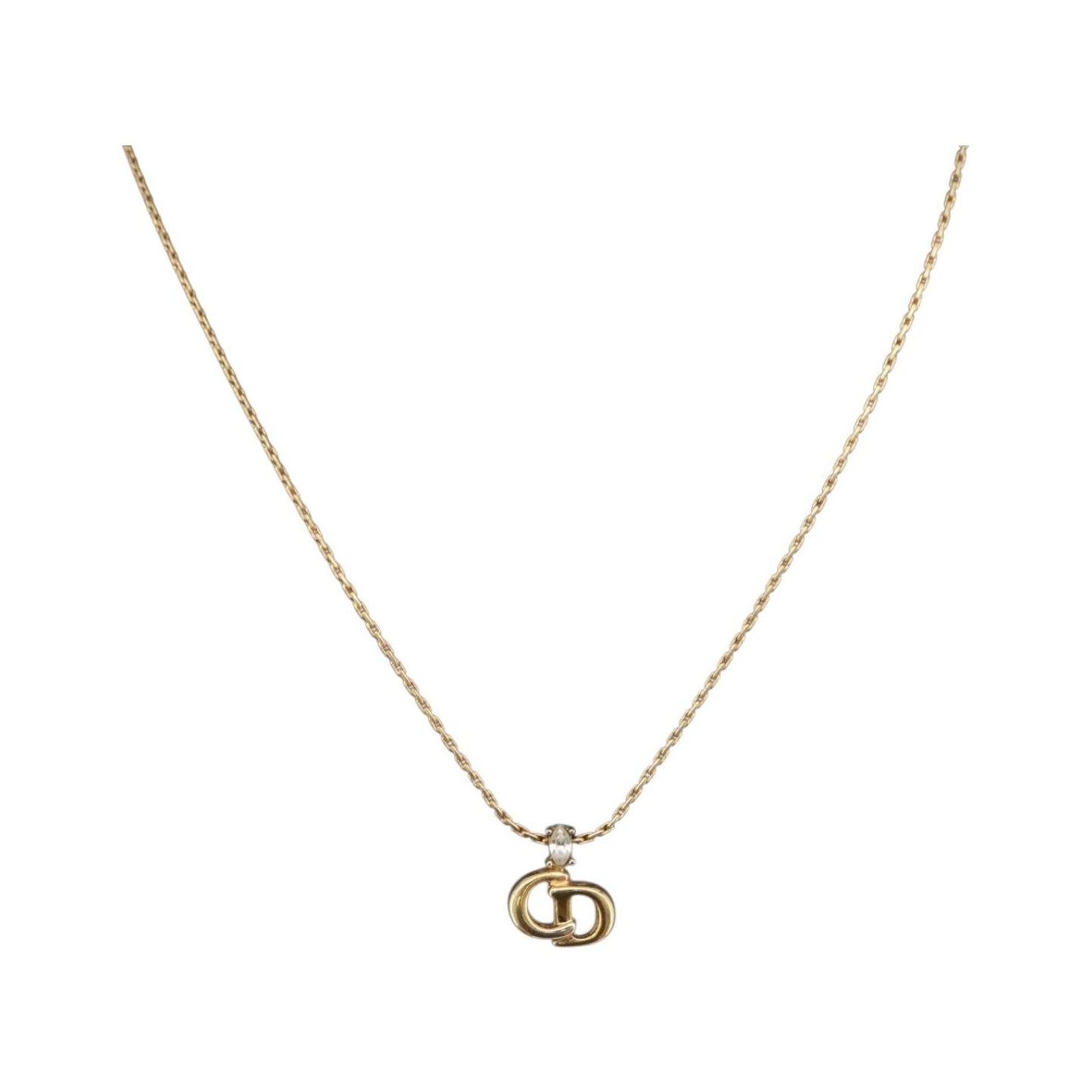 Christian Dior CD Pendant Metal and Crystals, Gold, Metal, Necklace