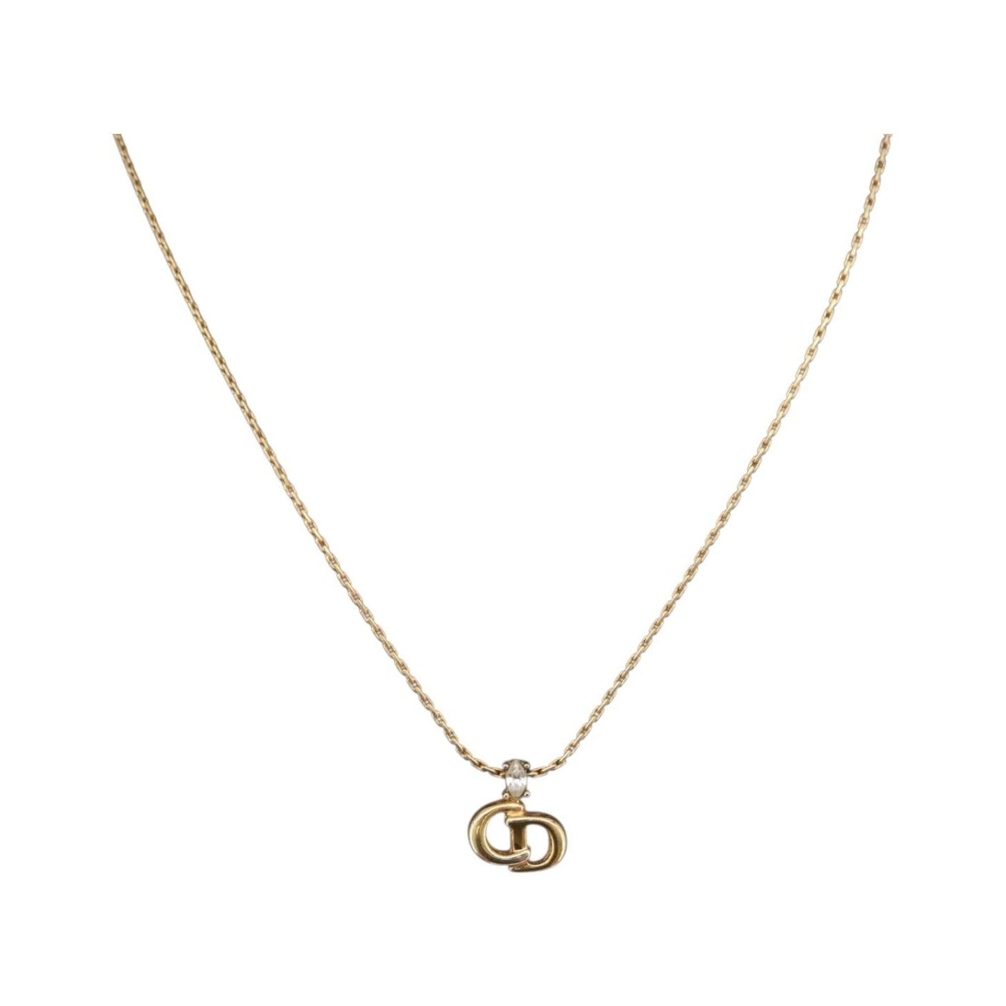 Christian Dior CD Pendant Metal and Crystals, Gold, Metal, Necklace