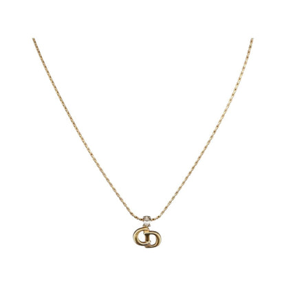 Christian Dior CD Pendant Metal and Crystals, Gold, Metal, Necklace