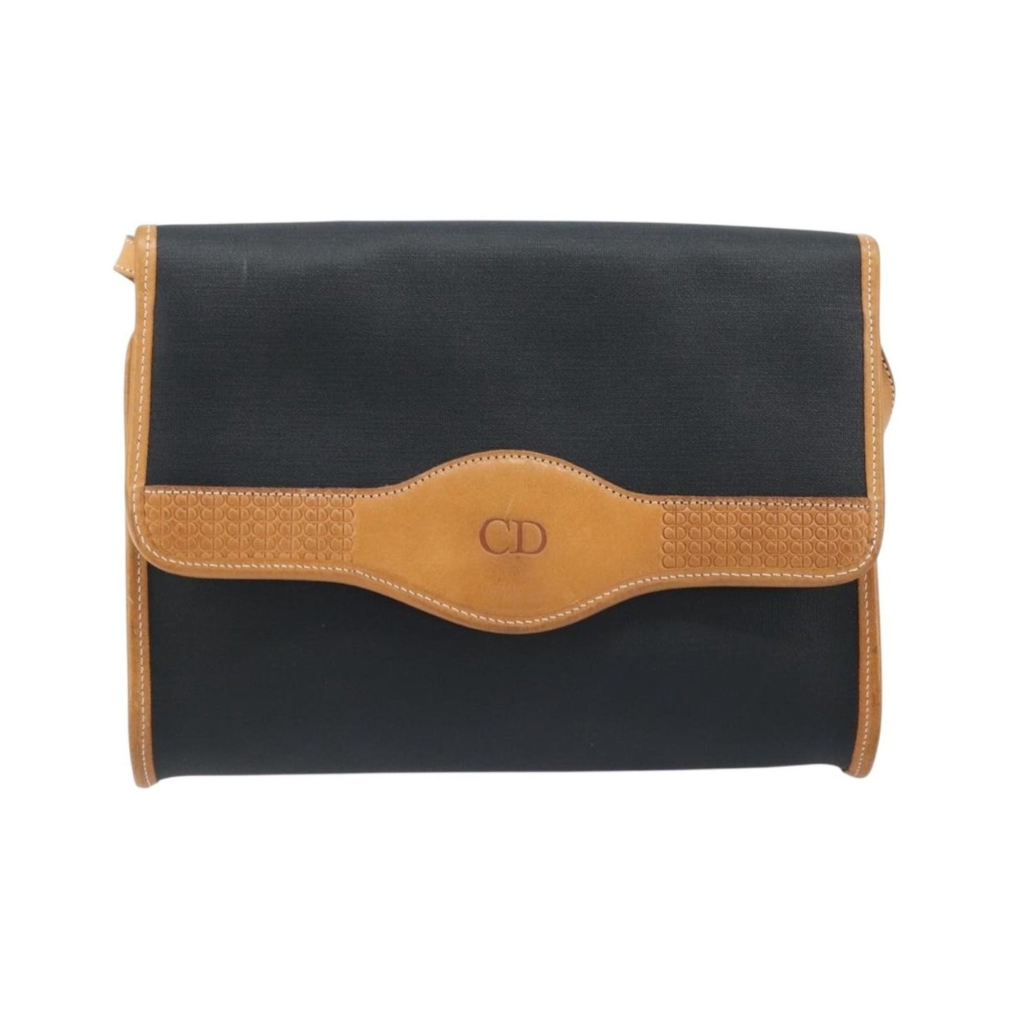 Christian Dior CD Shoulder bag Canvas and Leather, Black, Canvas, Shoulder Bag
