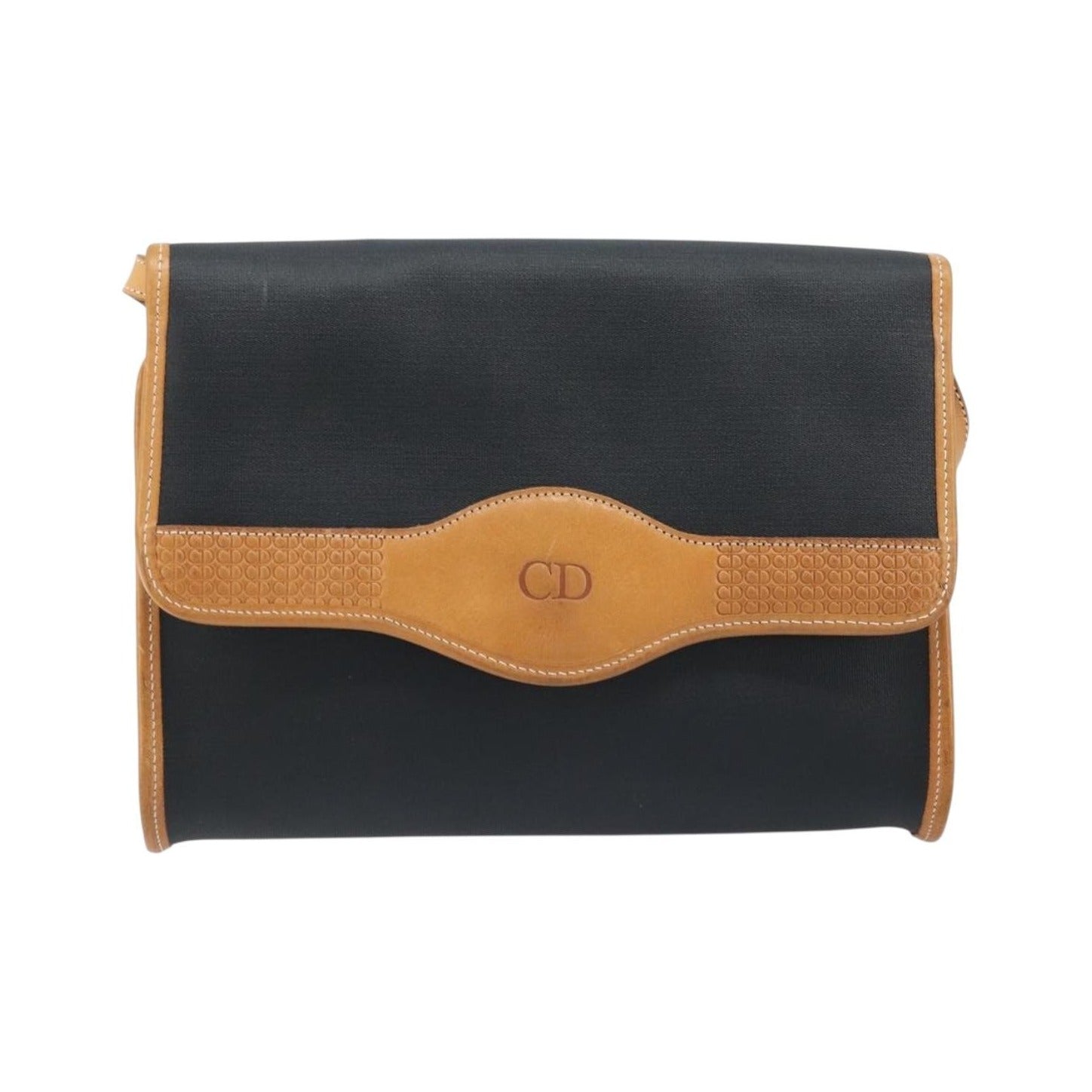Christian Dior CD Shoulder bag Canvas and Leather, Black, Canvas, Shoulder Bag