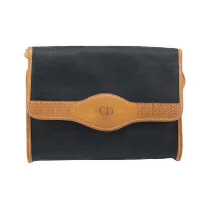 Christian Dior CD Shoulder bag Canvas and Leather, Black, Canvas, Shoulder Bag