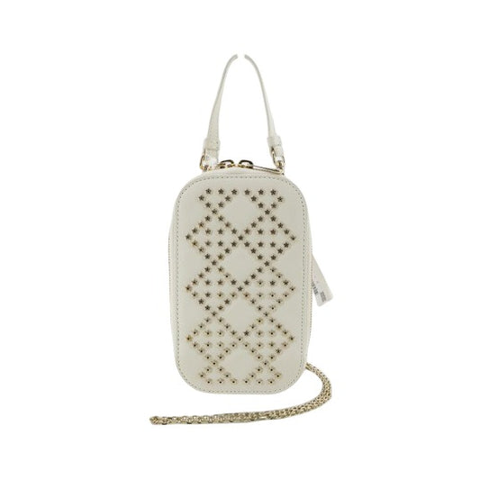 Christian Dior Christian Dior Cannage Studded Vertical Phone Holder Studded Leather, Ecru, Leather, Clutch