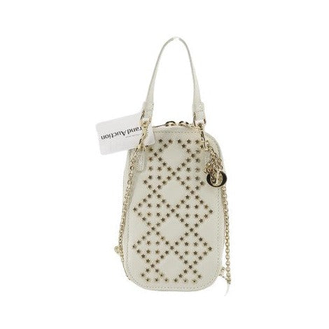 Christian Dior Christian Dior Cannage Studded Vertical Phone Holder Studded Leather, Ecru, Leather, Clutch