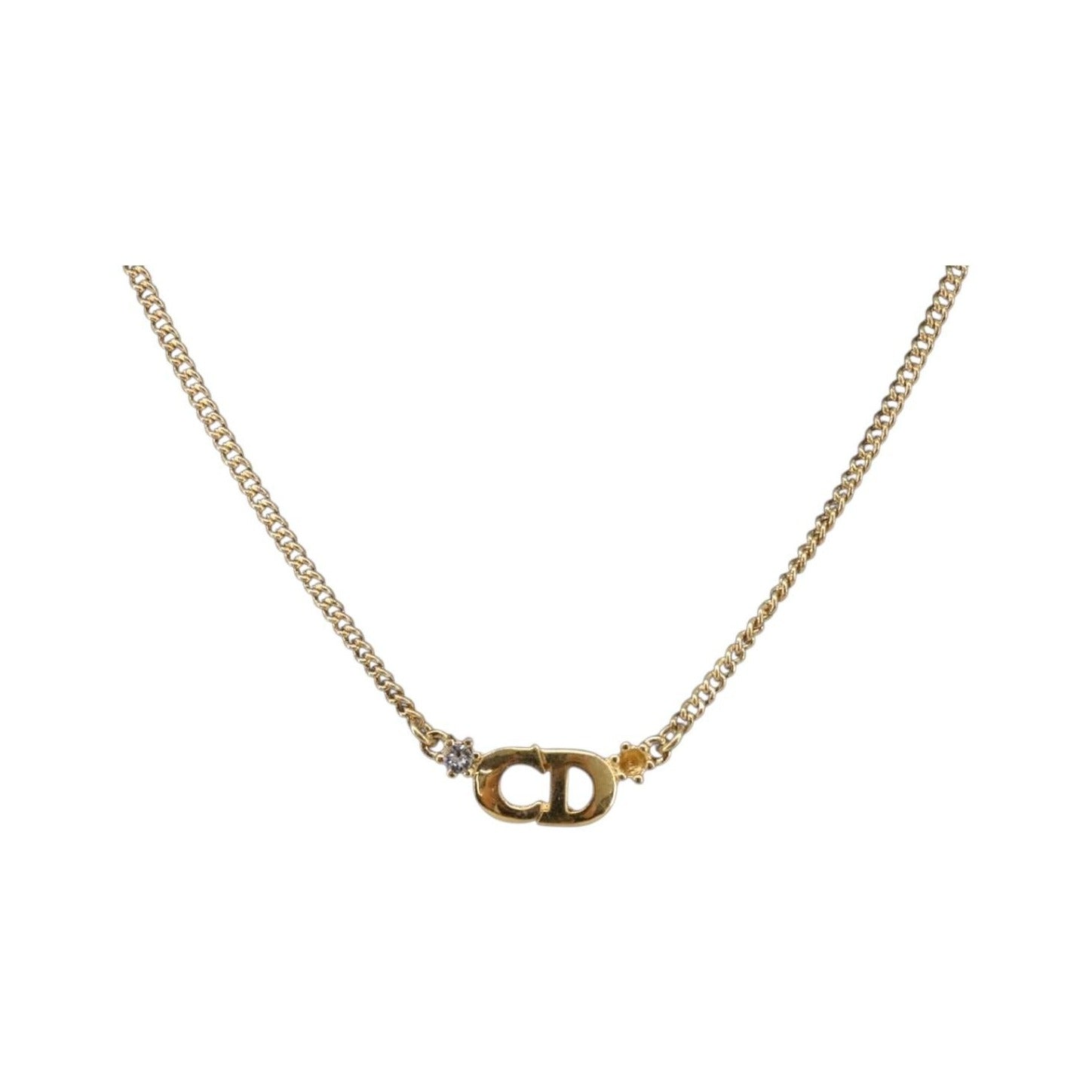 Christian Dior Clair D Lune Pendant Metal with Crystals, Gold, Metal, Necklace