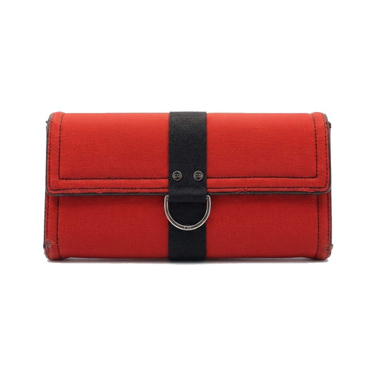 Christian Dior D Turnlock Bifold Patent, Red, Canvas, Wallet
