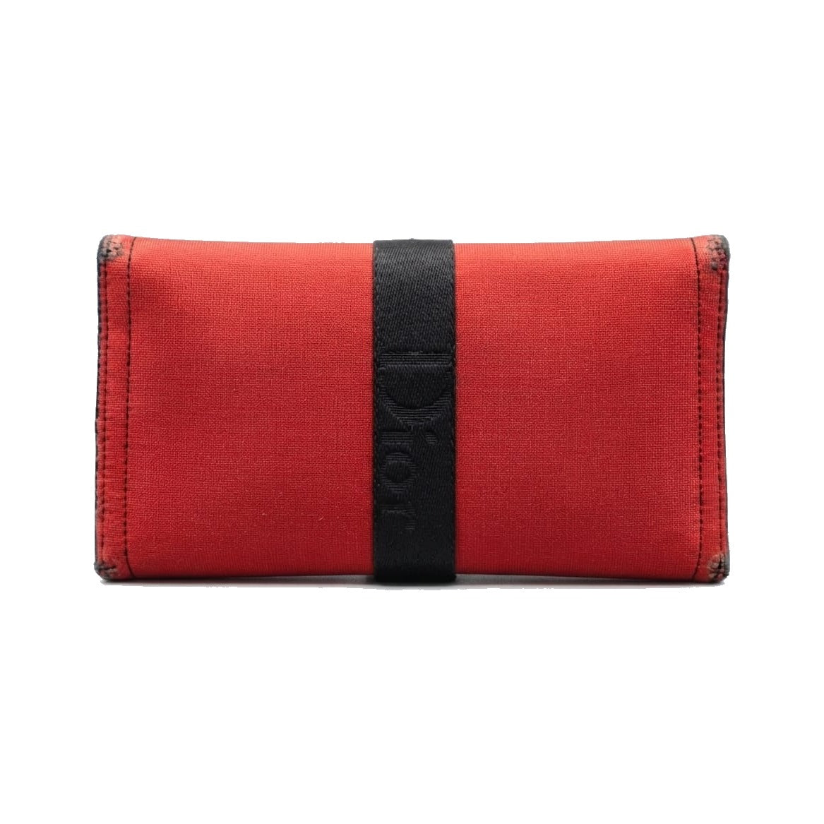 Christian Dior D Turnlock Bifold Patent, Red, Canvas, Wallet