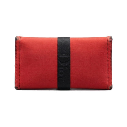 Christian Dior D Turnlock Bifold Patent, Red, Canvas, Wallet