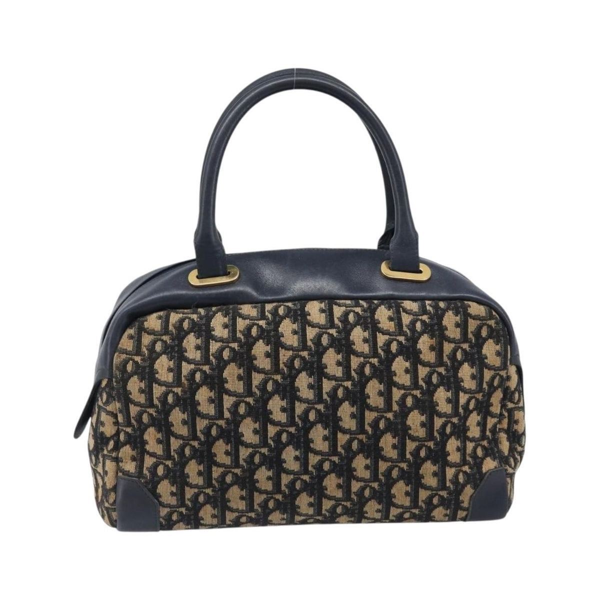 Christian Dior Detective Handle Leather, Navy, Canvas, Handbag