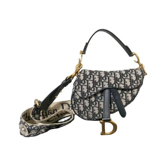 Christian Dior Dior Saddle Boxy Bag Plum Dior Oblique, Gray, Leather, Handbag