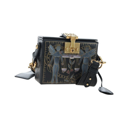 Christian Dior Dioraddict Lockbox Printed Leather, Black, Leather, Shoulder Bag
