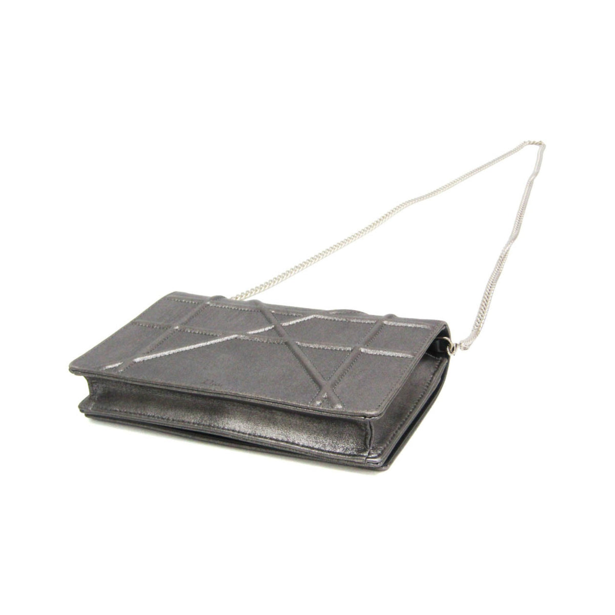 Christian Dior Diorama Chain Clutch Leather, Silver, Leather, Shoulder Bag