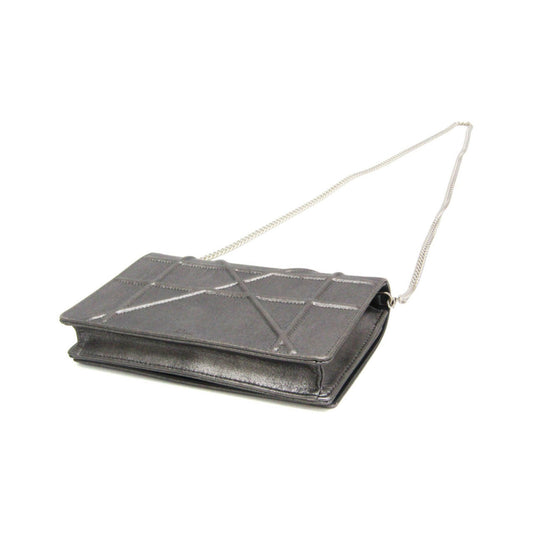 Christian Dior Diorama Chain Clutch Leather, Silver, Leather, Shoulder Bag