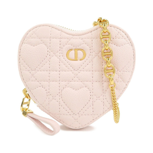 Christian Dior DiorAmour Caro Heart Pouch with Chain Cannage Quilt Calfskin, Pink, Leather, Clutch