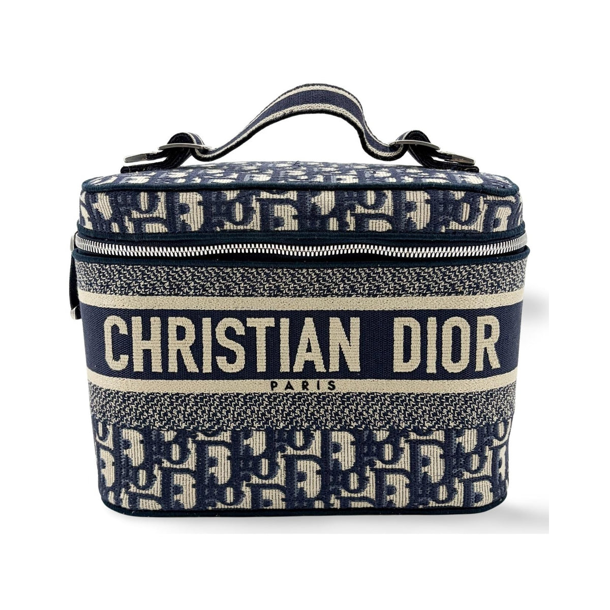Christian Dior DiorTravel Vanity Case Oblique Canvas, Navy, Canvas, Handbag
