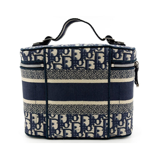 Christian Dior DiorTravel Vanity Case Oblique Canvas, Navy, Canvas, Handbag