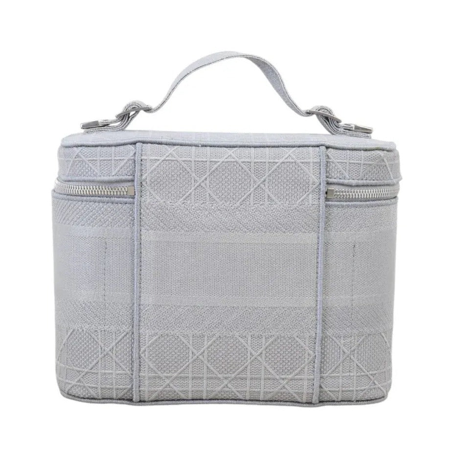 Christian Dior Diortravel Vanity Embroidered Cannage, Gray, Cotton, Toiletry Case