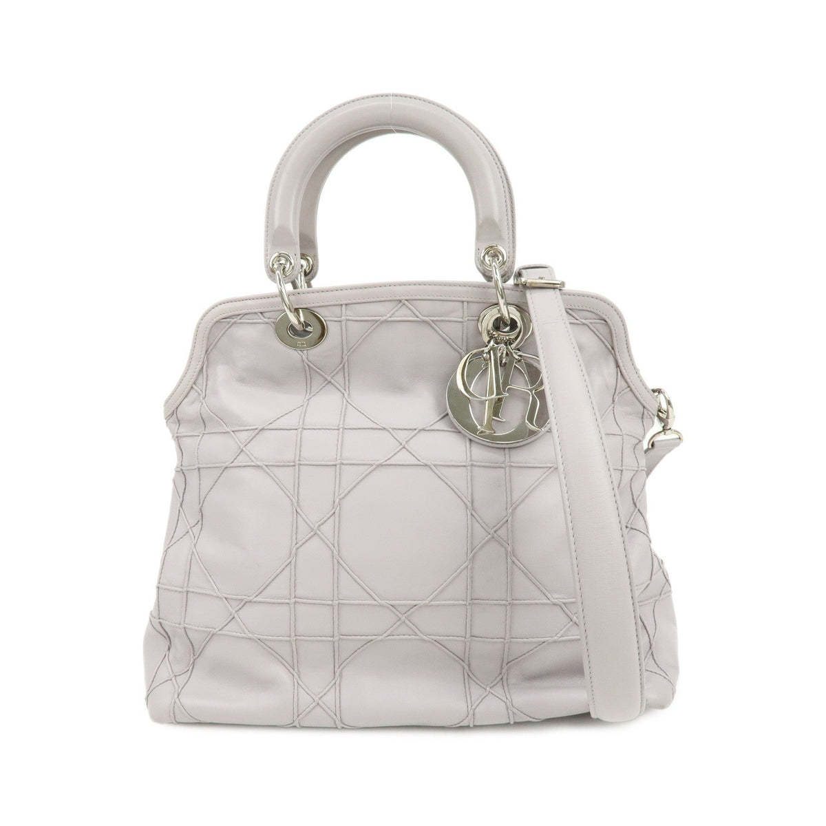 Christian Dior Granville Satchel Cannage Quilt Leather, Purple, Leather, Handbag
