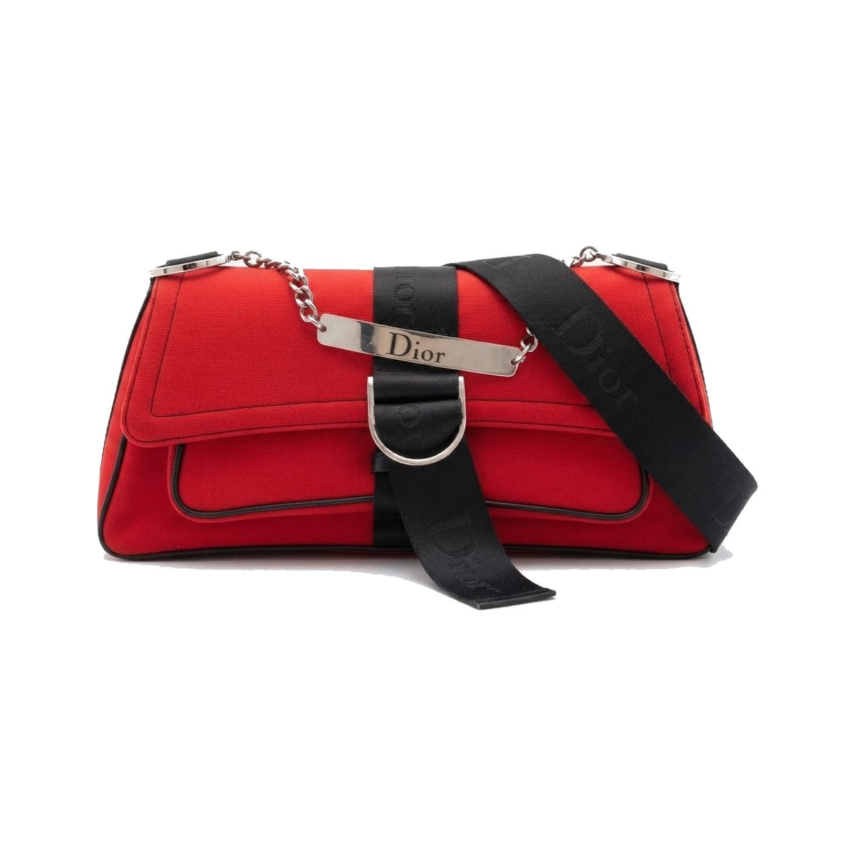 Christian Dior Hardcore Flap Canvas, Red, Canvas, Handbag