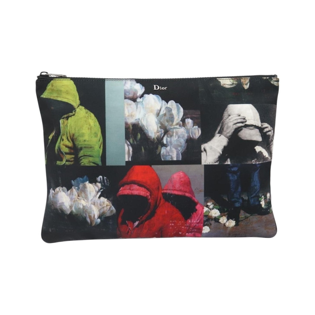 Christian Dior Homme Zip Printed Nylon, Multicolour, Nylon, Clutch