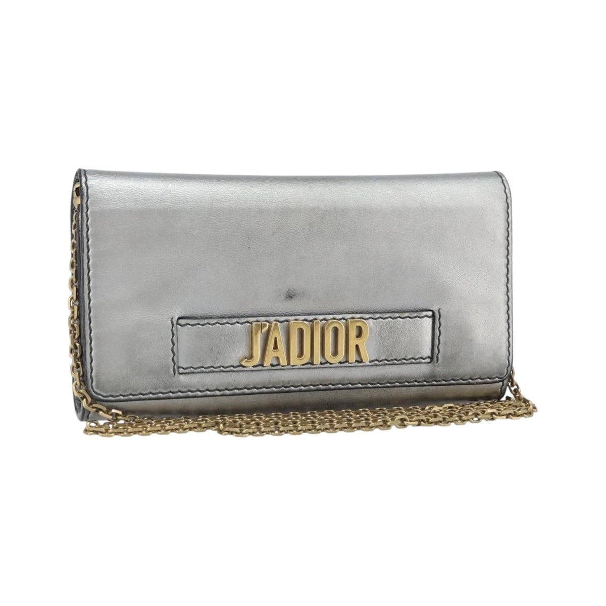 Christian Dior J'Adior Croisiere Chain Leather, Silver, Leather, Clutch
