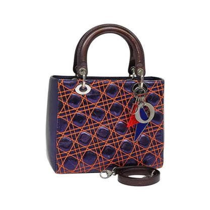 Christian Dior Lady Dior, Purple, Leather, Handbag