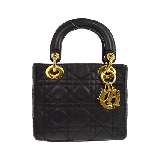 Christian Dior Lady Dior, Black, Leather, Handbag