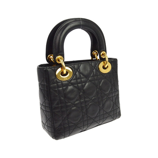 Christian Dior Lady Dior, Black, Leather, Handbag