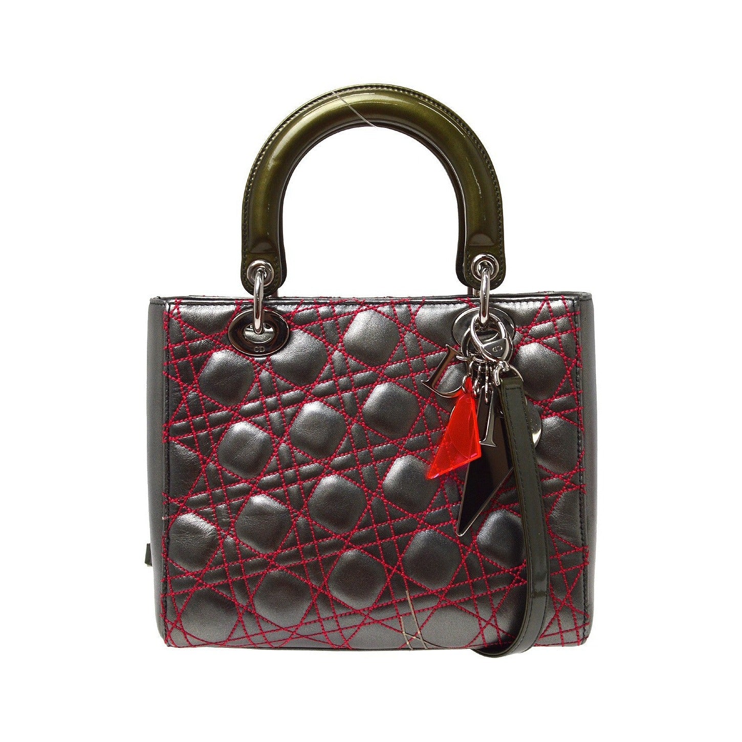 Christian Dior Lady Dior Anselm Reyle Cannage Quilt Leather, Gray, Leather, Handbag