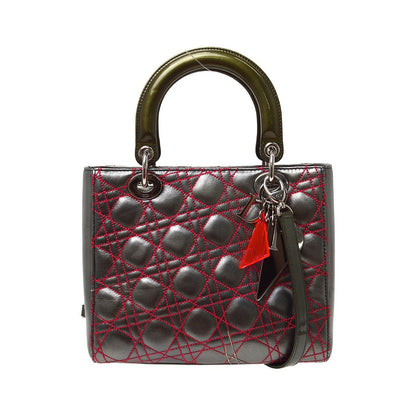 Christian Dior Lady Dior Anselm Reyle Cannage Quilt Leather, Gray, Leather, Handbag
