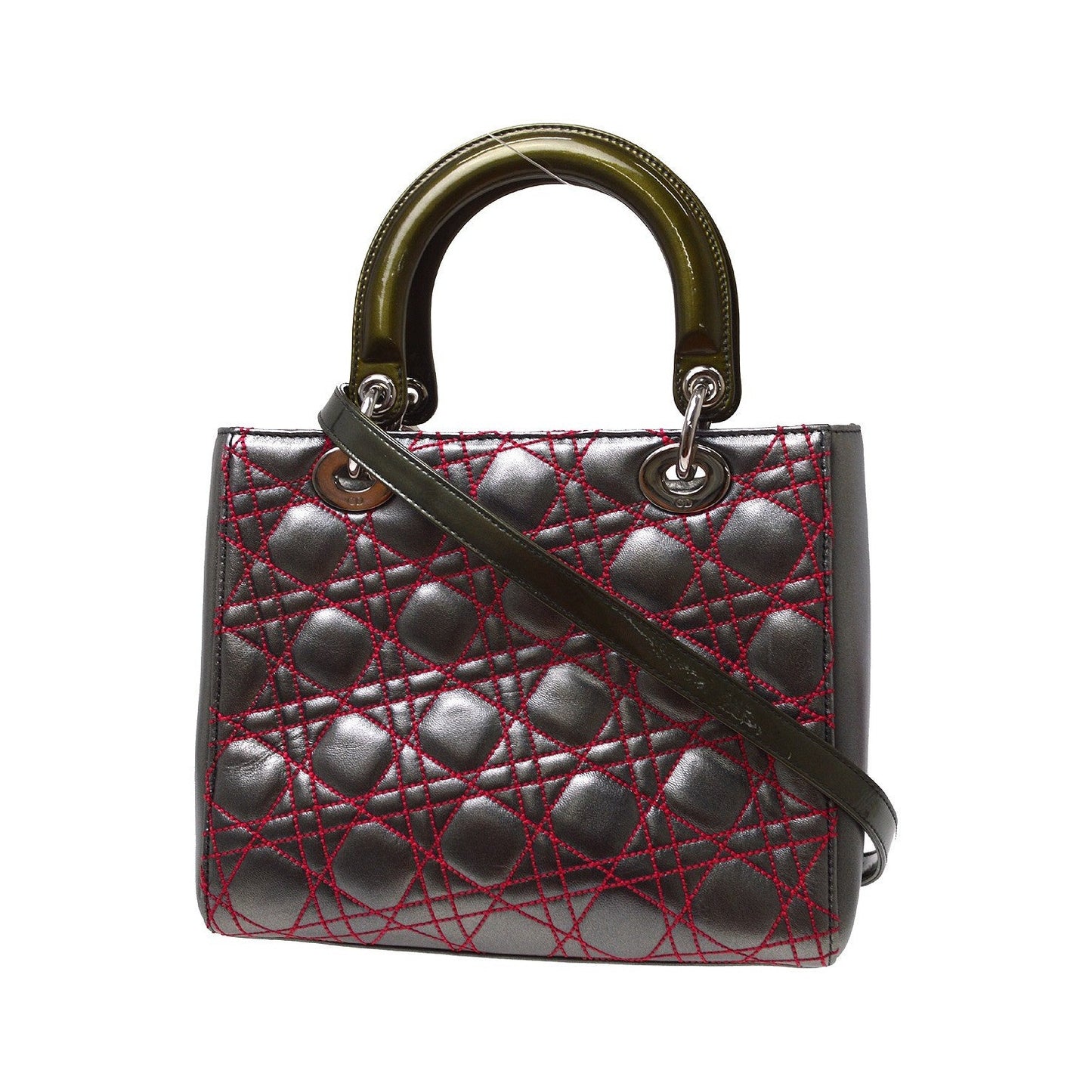 Christian Dior Lady Dior Anselm Reyle Cannage Quilt Leather, Gray, Leather, Handbag